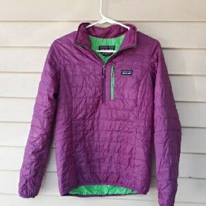 Patagonia Nano Pullover Jacket Lightweight Primaloft Purple Green Womens XS